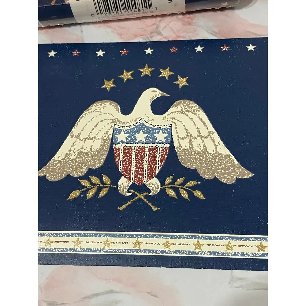 VTG NOS EAGLE Crest Seal Americana RWB Wallpaper Border 5 yd x 5